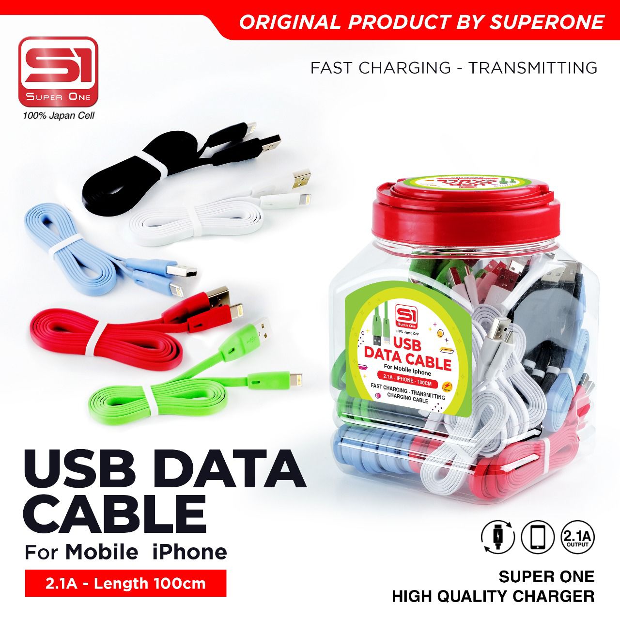 KABEL DATA SUPER ONE IPHONE (1 TOPLES 50)